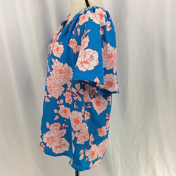 NWOT Studio B by Bobeau Top Womens Size XL Floral V-Neck Short Sleeve Flowy - Picture 4 of 7